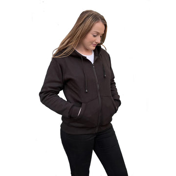 Ladies Protective Kevlar Lined Motorcycle Hoodie – Black