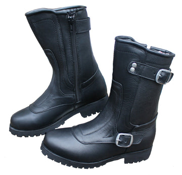 Ladies Leather Motorcycle Boots Black