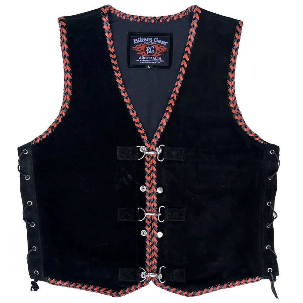 Aero Motorcycle Suede Vest Black/Orange
