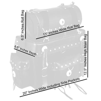 2-Piece Plain Motorcycle Sissy Bar Bag – No Studs, TEK Leather